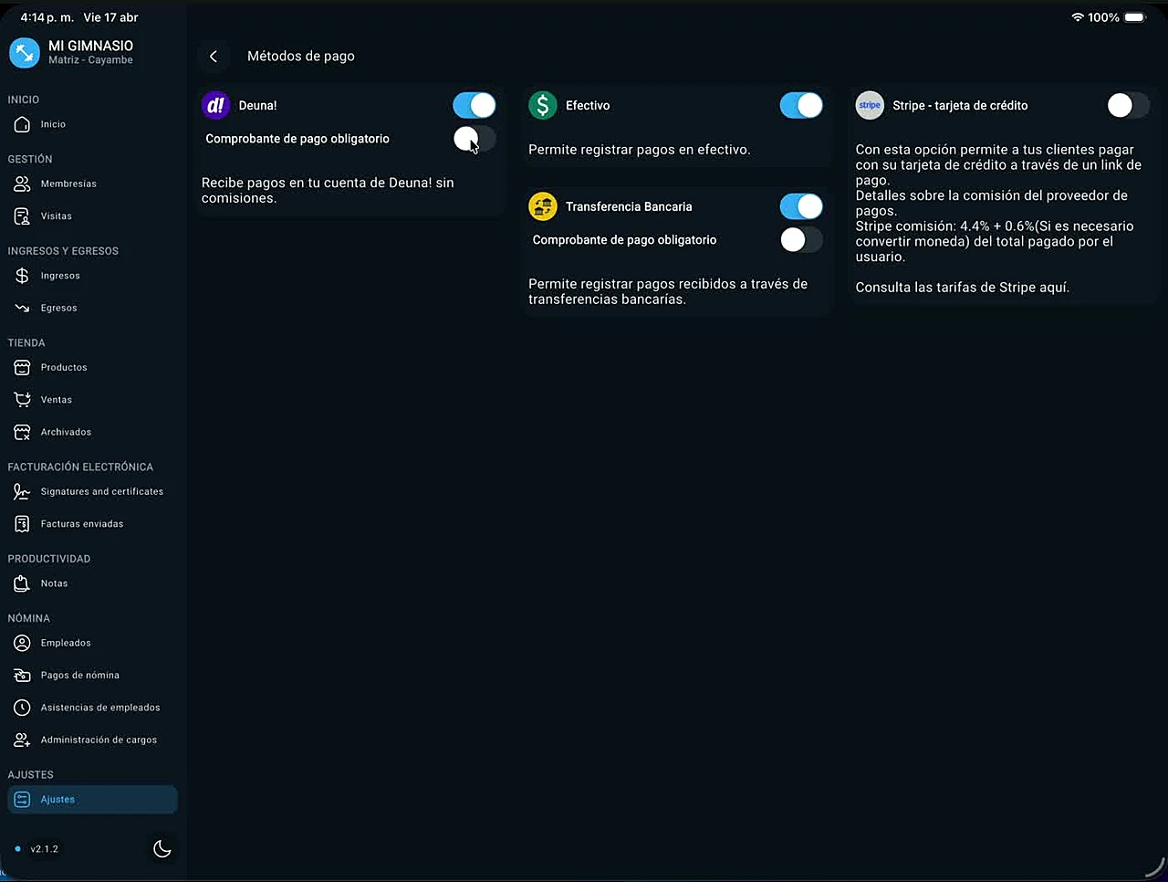 Comprobante obligatorio