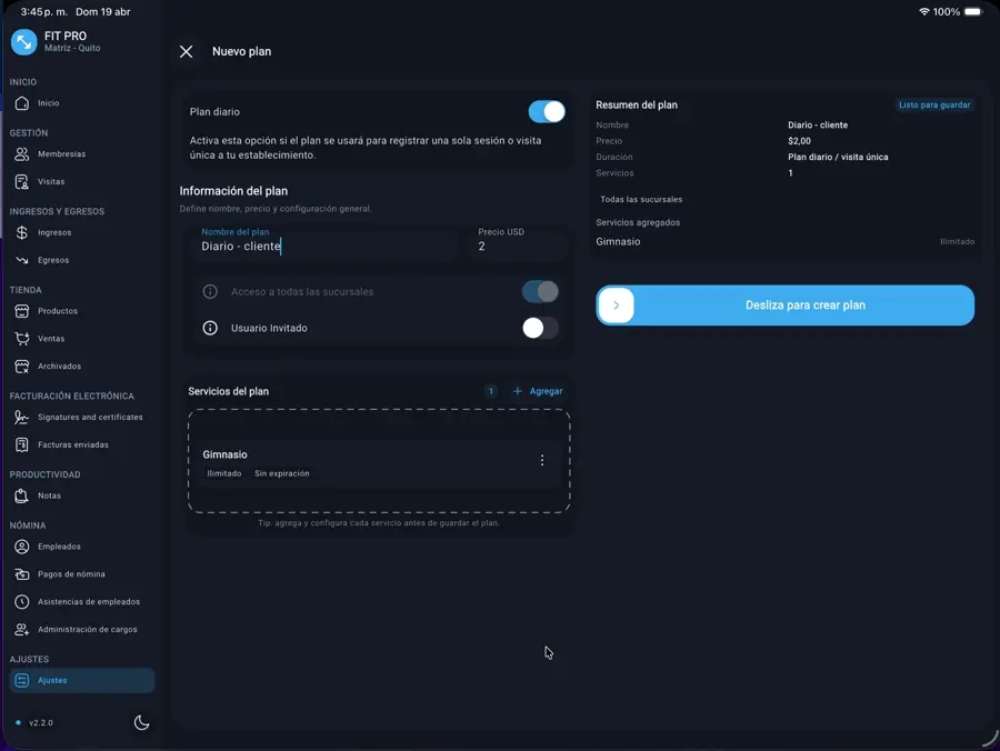 Plan listo para guardar