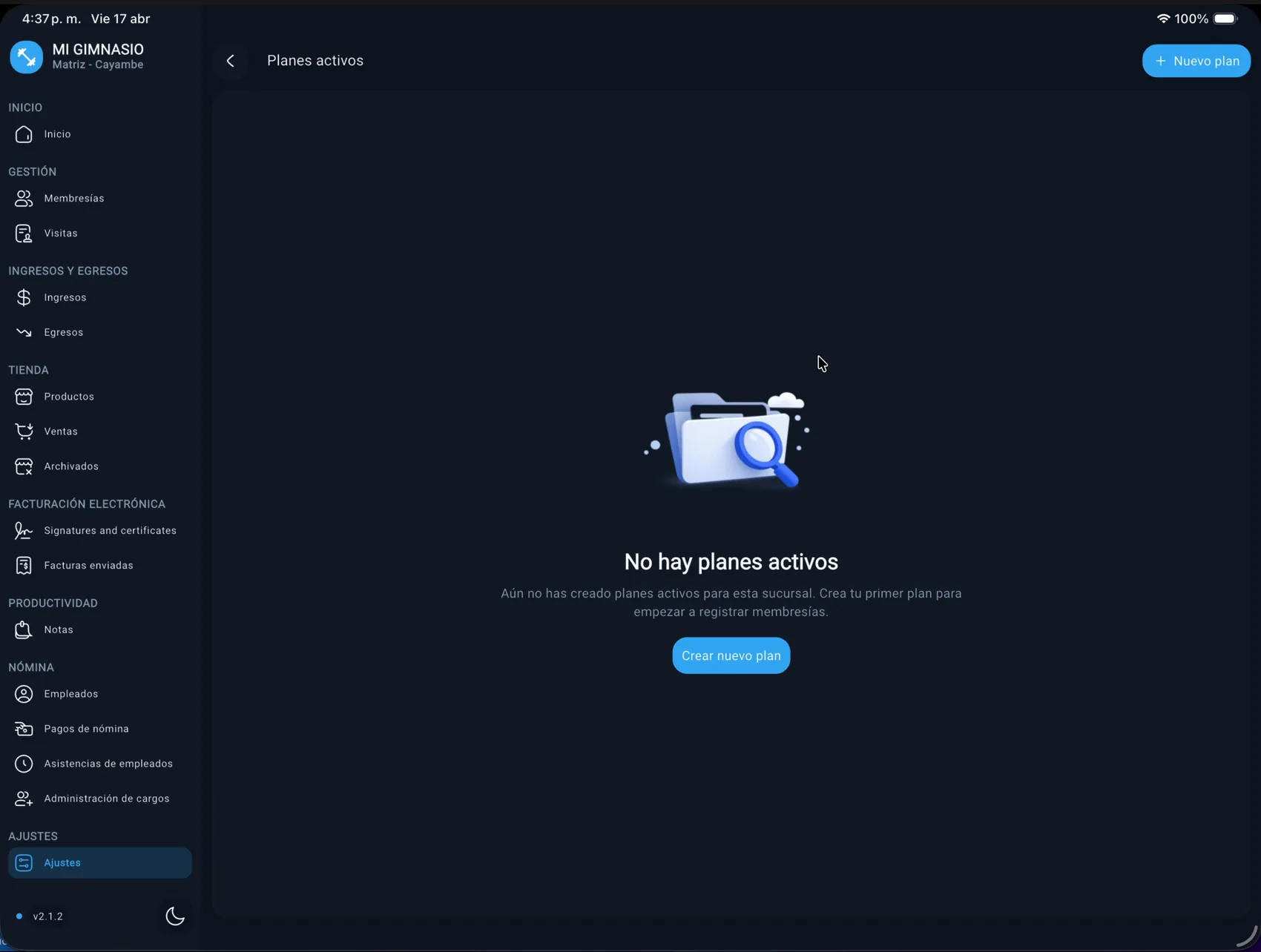 Listado de planes activos