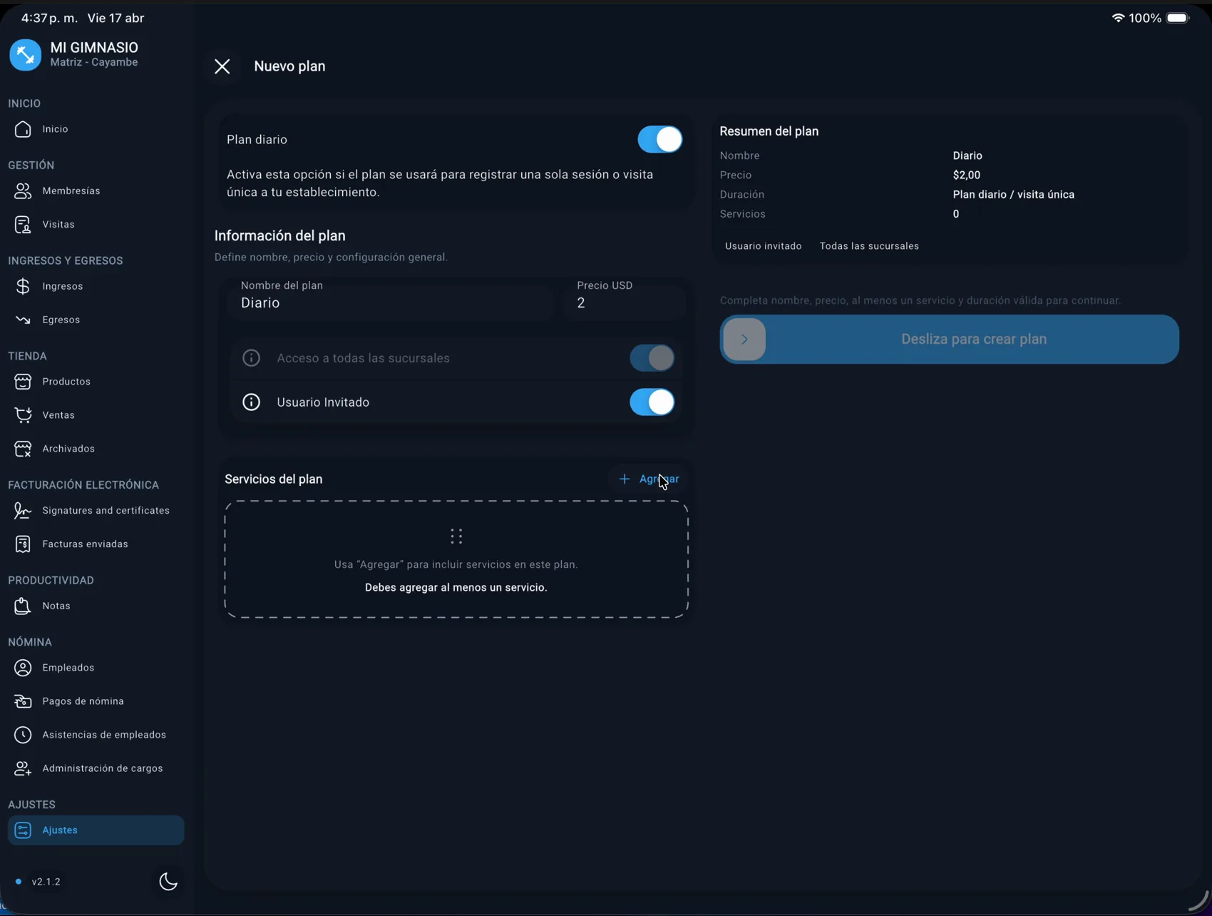 Completar datos del plan