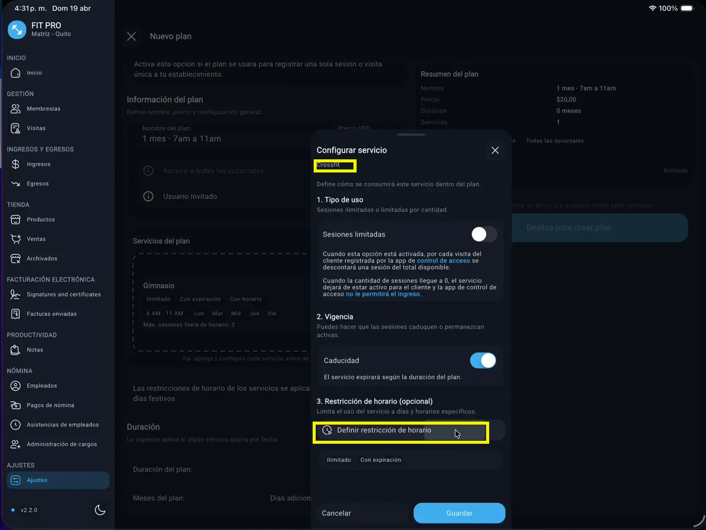 Segundo servicio con la misma restricción