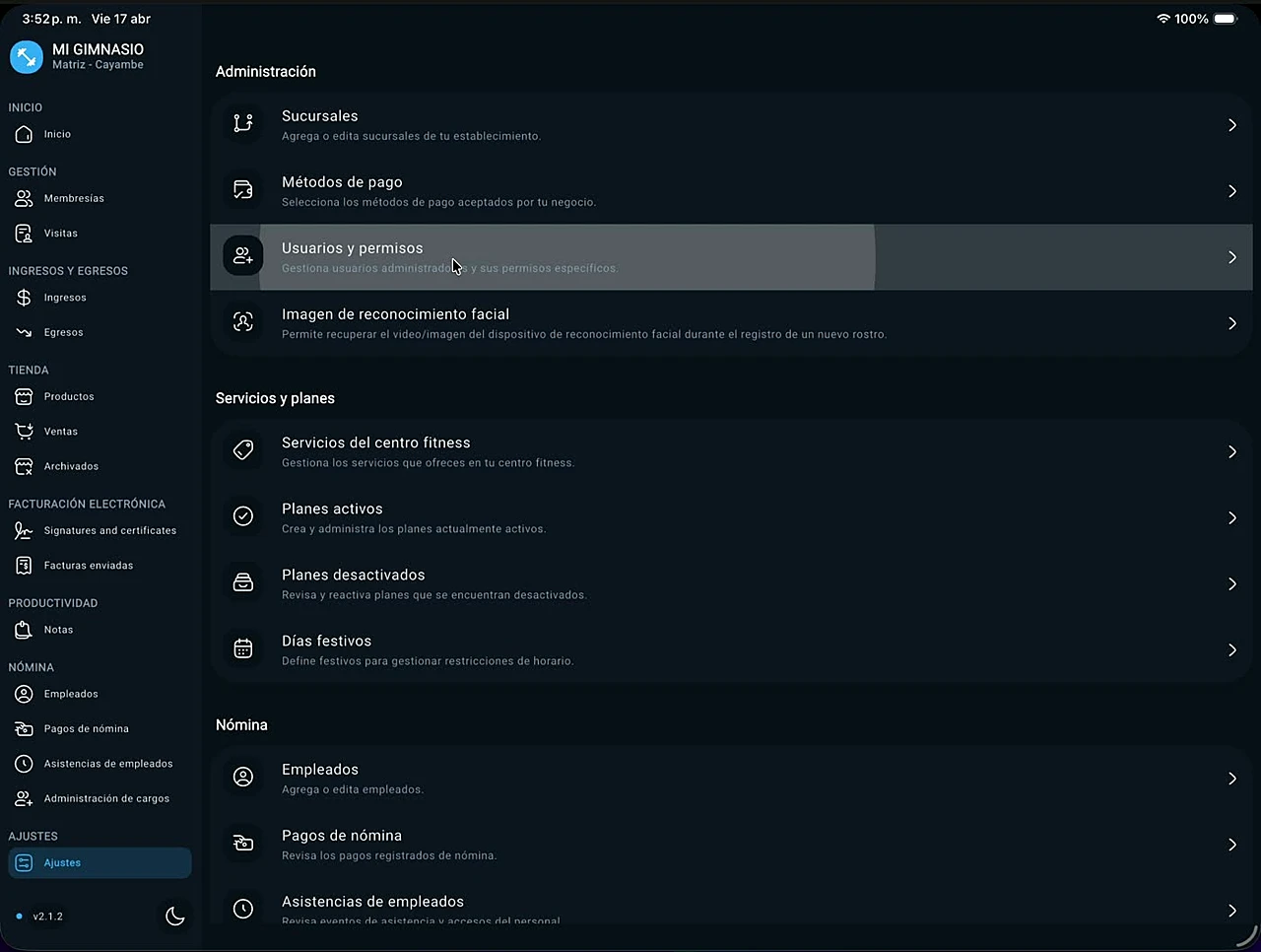 Abrir Usuarios y Permisos