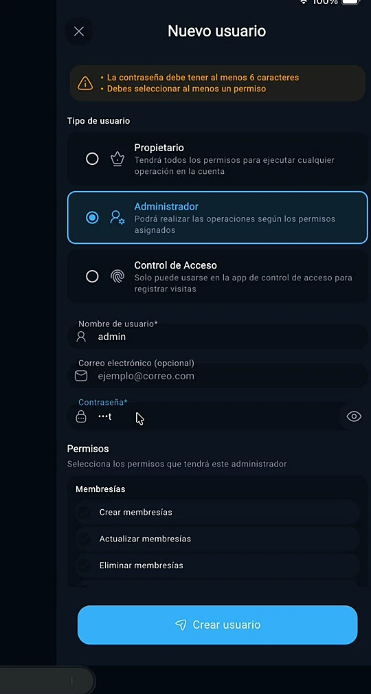 Ingresar datos del usuario